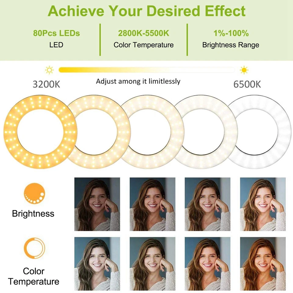Anel de luz LED selfie com suporte para tripé e suporte para celular para transmissão ao vivo/maquiagem - Imagem 2 de 4