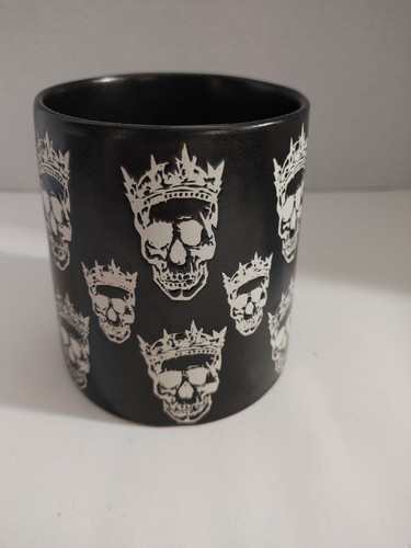Coffee Mug Black Ceramic Skeleton King Skull Crown 10oz Strawberry Street - Picture 2 of 6