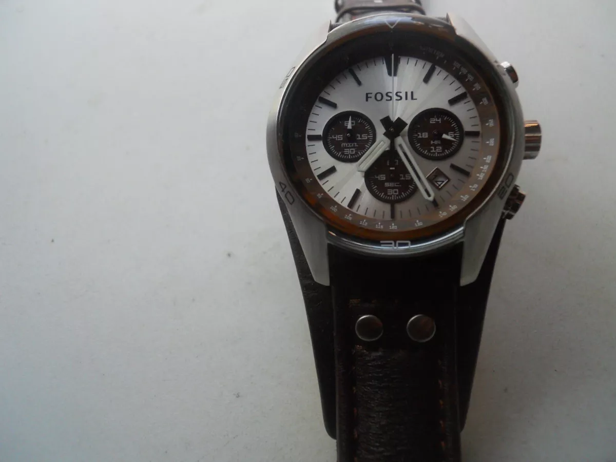 Fossil Chronograph men\'s brown leather quartz,battery& w.resistant watch.Jr-2565  | eBay