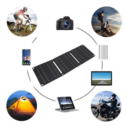 21W Portable Solar Panel Foldable Dual USB Charger For Phone Power Station Black - Picture 5 of 12