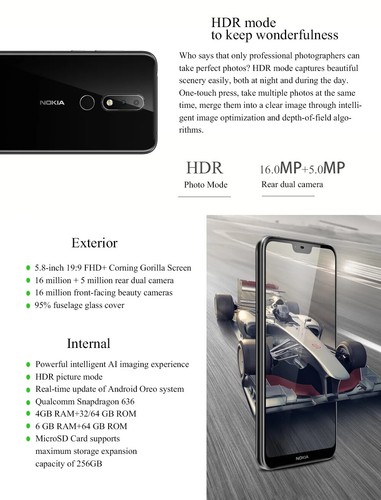 Nokia 6.1 Plus(Nokia X6)16MP Dual Sim LTE 4G Unlocked Fingerprint SmartPhone-NEW - Picture 18 of 24