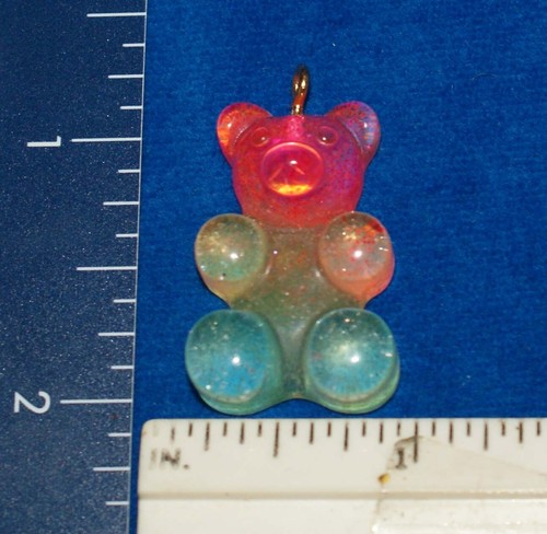 Set of 12 Sparkly Glittery Gummy Bear Charm Craft Findings Fast Shipping - Picture 2 of 3