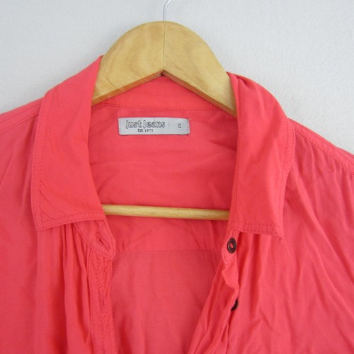 Just Jeans Top Womens 10 Orange Blouse Shirt Button-Up Collar Casual Ladies - Picture 2 of 14