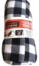 Treksafe Car Automotive 12V Heated Travel Blanket Black & White  57" x 39" 