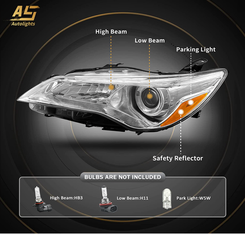 Chrome Housing Headlights Pair for 2015-2017 Toyota Camry - Easy Install - Picture 4 of 7