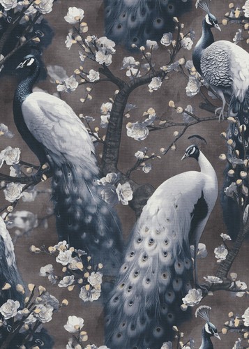 Vliestapete Floral Design Pfau Vögel Blumen Exotisch braun grau schwarz 10414-15 - Bild 2 von 5