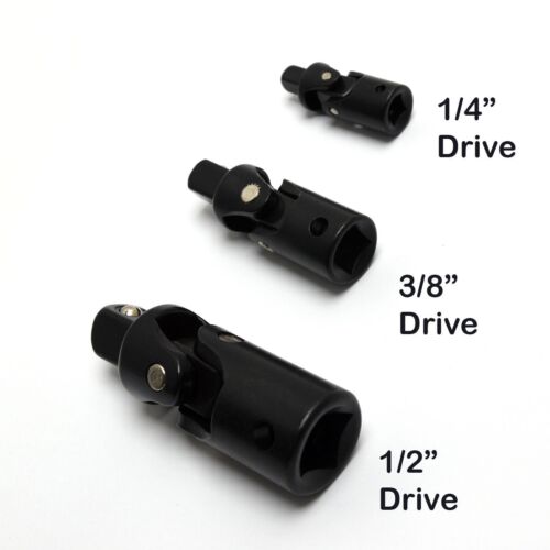 Premium Impact Socket Swivel Universal Joint 3 pc Set 1/2" 3/8" 1/4" Drive - Picture 2 of 9