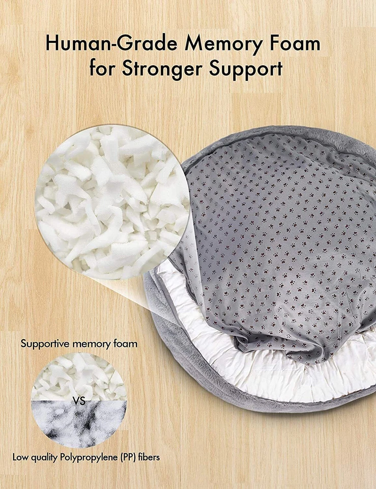 Dog Cat Bed Memory Foam QUALITY Orthopedic Plush Donut Crate Mattress 23" Small - Image 3 of 4