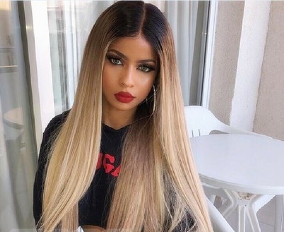 Platinum Blonde Hair Long Straight Ombre Dark Root Deep Middle
