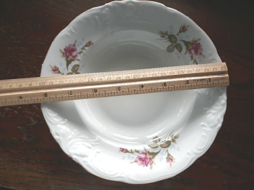 Vintage fine china BOWL MOSS ROSE embossed pattern Gold Trim Walbrzych Poland