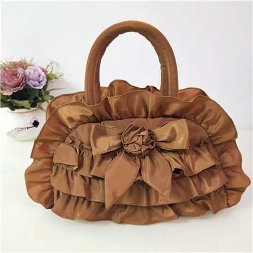 Ladies Solid Handbag Shiny Satin Bowknot Bag Ruffle Purse Party Evening Fashion - Picture 10 of 21