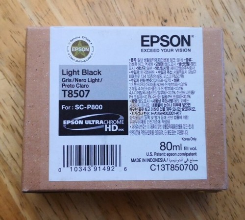 New Genuine Epson T8507 Light Black Ultra Chrome HD Ink For SC-P800 Exp 09-2022 - 第 1/1 張圖片