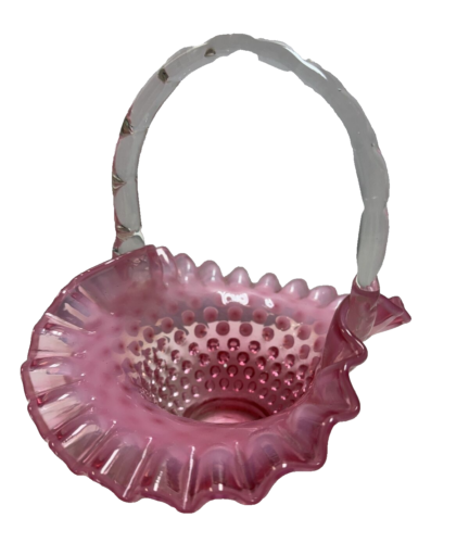 "Cesta opalescente de arándano Hobnail vintage de 8" - Imagen 3 de 15