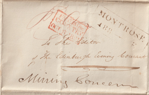 1821 MONTROSE & ROT VERPACKT BEZAHLT IM LAND PMKS BRIEF EIN SCOTT - BERGBAUANGESTELLTER
