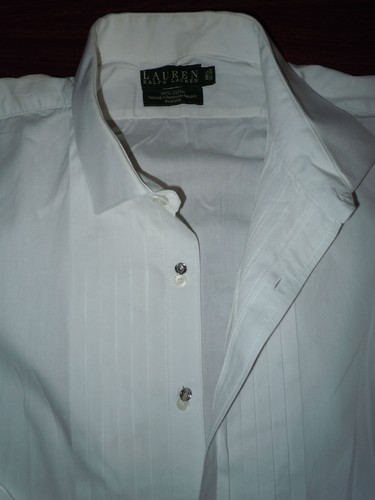 Ralph Lauren Mens Pleated Front French Cuffs Dress Shirt White Sz 3XL 18 1/2-36 - Picture 3 of 9
