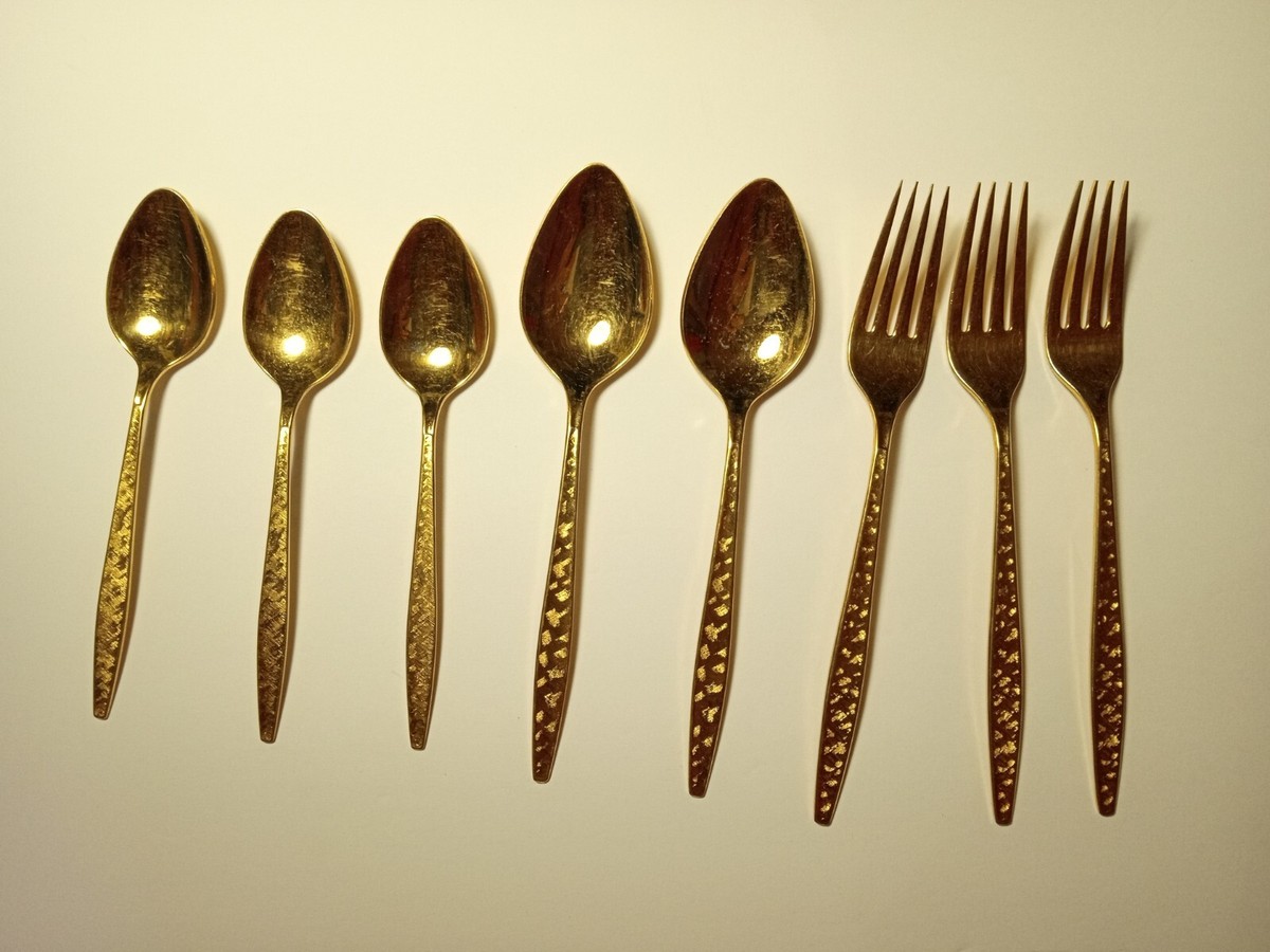 7 PC Vtg Rogers Bros 1847 IS Gold Tone Silverware 3 Dinner