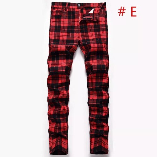 Women Men Plaid Pants Casual Slim Straight Fit Stretch Male Chino Plaid Trousers - Bild 26 von 39