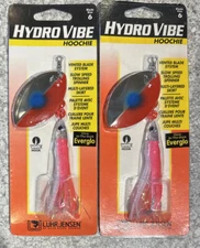 2 Packs Luhr Jensen Hydro Vibe Hoochie SZ6 Nickel Fire Blue Dot Everglo Spinner
