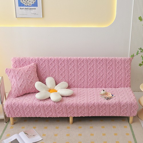 Elastic Plush Jacquard Armless Sofa Covers for Living Room Winter Folding Sofa - Picture 16 of 19