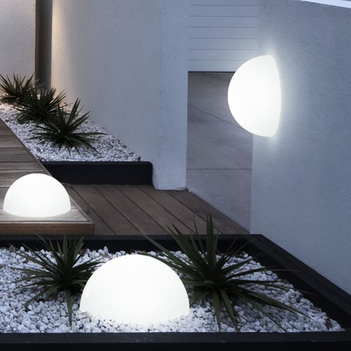 Solarleuchte Außenlampe Kugelleuchte LED Halbkugel Gartendeko weiß Hof 2er Set - Bild 10 von 12