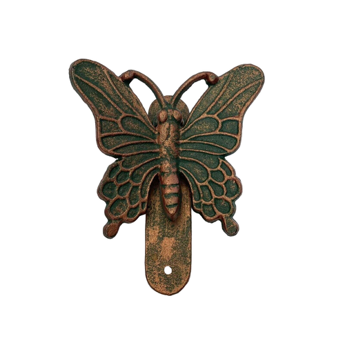 Cast Iron Butterfly Door Knocker 6"x5", Green and Gold, Vintage Rustic Decor