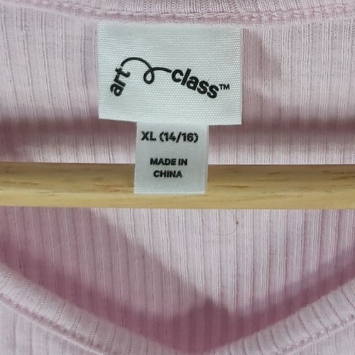 Top Pullover Art Class Rosa Talla 14 XL Manga Larga Cuello en V Acanalado Puño Rizado Acanalado - Imagen 5 de 6