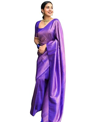 TRADITIONAL PARTY WEAR SOFT SILK INDIAN WEDDING WEAR KANJEEVARAM SAREE SARI
