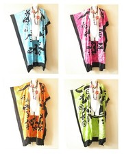 CG34 Gecko Batik Hand Painted Women Kaftan Open Duster Maxi Cardigan up to 5X