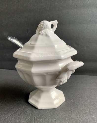 Vintage ROTE KLIPPE Eisenstein Soße Terrine weiß Sockel Glas Schöpfkelle Traube 3 Stück - Bild 4 von 12