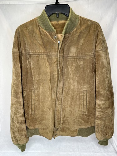 Vintage English Squire Green Bomber Jacket Men’s Size 44 Suede Velvet Large