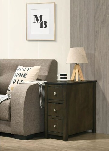 Issac Chair side Table Gray Walnut With Drawers - Picture 2 of 5