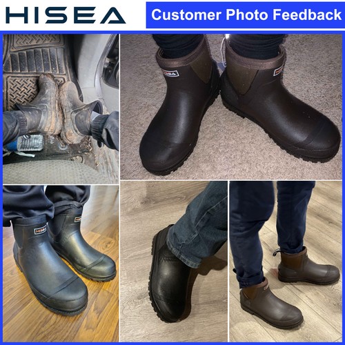 HISEA Men Ankle Chelsea Rain Boots Waterproof Insulated Non-Slip Mud Work Bootie - Picture 2 of 62