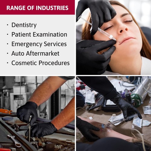 Ansell Microflex 93-732 Disposable Nitrile Gloves, Latex Free Gloves, Black Disp - Foto 3 di 8