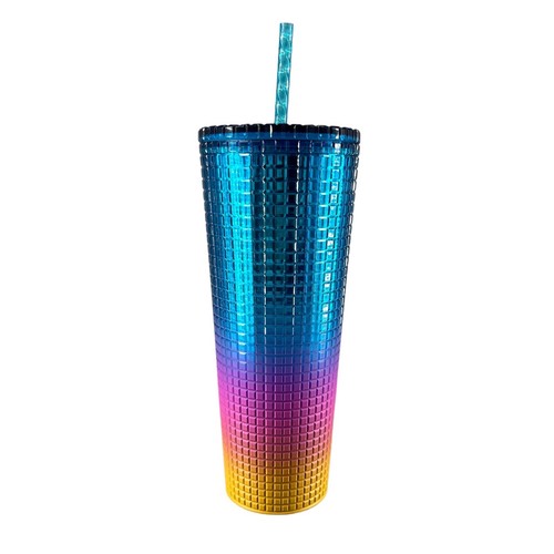 Starbucks Tim Singleton 24 Oz Rainbow Hombre Grid Tumbler Cold Travel Cup Used - Picture 6 of 12