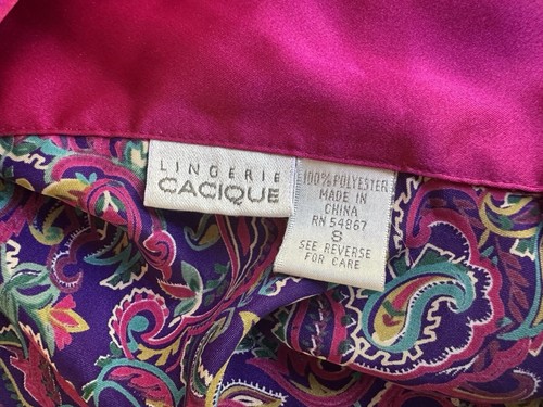 Vintage Cacique Satin Paisley Schlafhemd Kleid Small - Bild 7 von 8