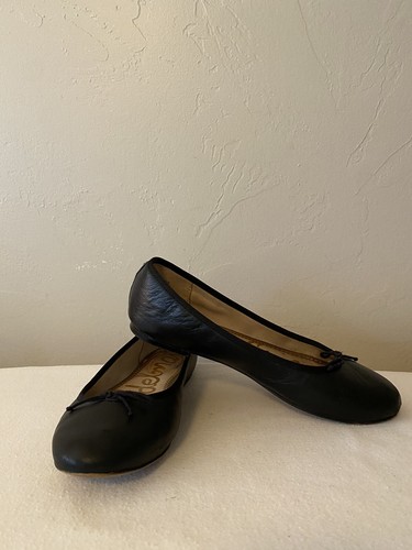 SALE! Sam Edelman Finley Ballet Flats Black Leather Bow Cushioned Footbed Sz 6 M - Picture 3 of 12