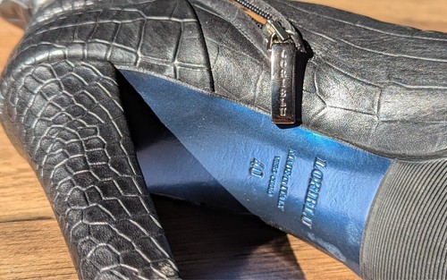 Loriblu italienische kniehohe Stiefel aus Leder mit Kroko-Prägung - Damengröße 40 " - Bild 9 von 12