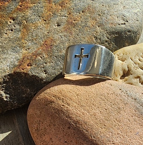 Retired James Avery HEAVY 14.68 Grams WIDE Cross Band Ring Size 9.5 - 第 3/5 張圖片