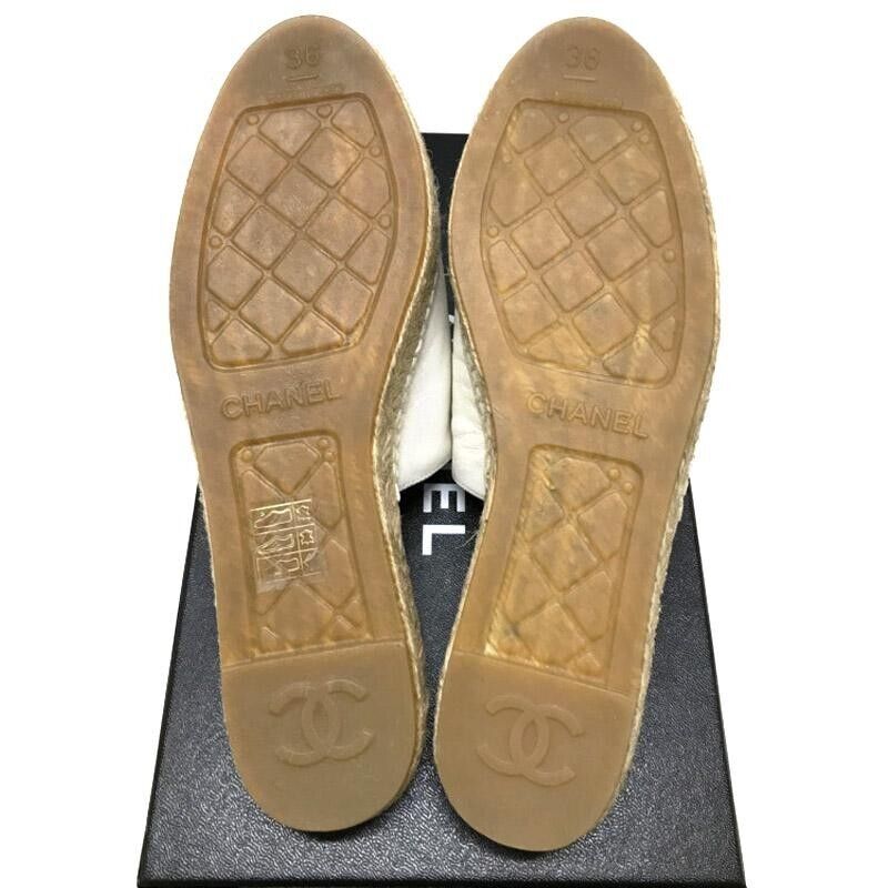 CHANEL G33553 Leather COCO Mark Espadrilles Sandals 36 White CHANEL G33553 Leather COCO Mark Espadrilles Sandals 36 White