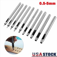 10 pcs Heavy Duty Leather Hollow Hole Punch Set DIY Craft Hand Tools 0.5-5mm USA