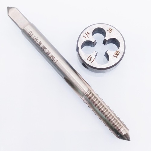1/4"-36UNS HSS Tap And Die UNS Machine Thread Tap + Round Thread Die Right Hand - Picture 3 of 4