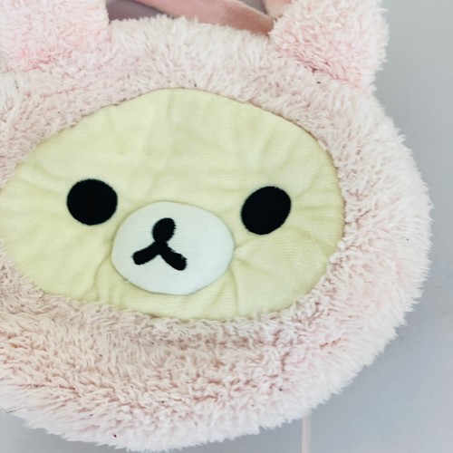 San-x Rilakkuma Korilakkuma Face Hand Bag White Pink Rabbit Costume Fluffy Rare - Picture 5 of 24