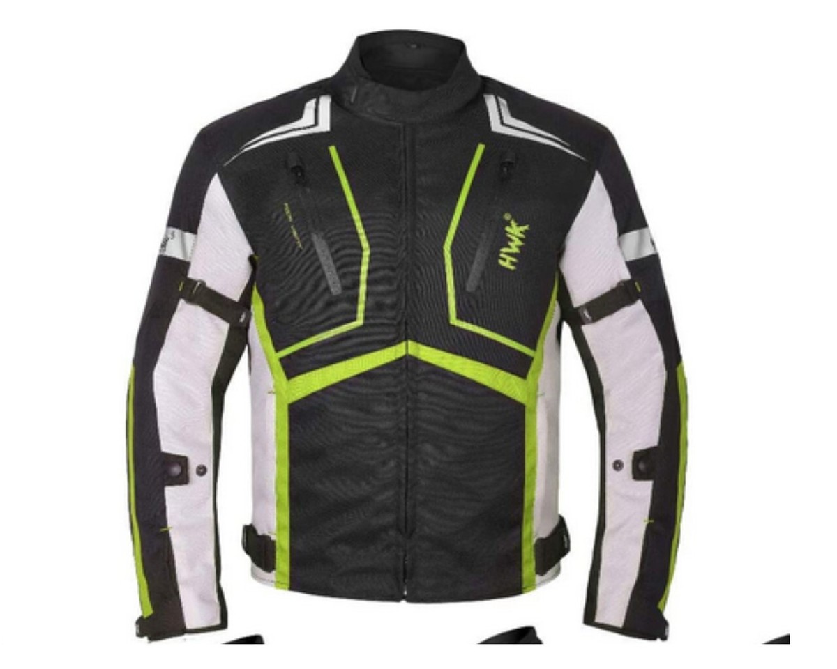 NWT $80 HIGH VIS GREEN HWK Motorcycle Jacket Men Adventure