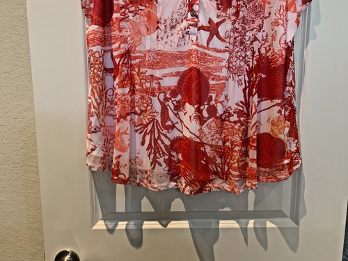 Beautiful NWT Cocomo plus red and white pintuck short sleeve summer top 3X - Picture 3 of 4