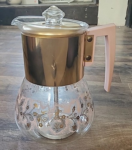 Perc-King By Handcraft 8 Percolator Duchess Pink Gold Original Vintage - Picture 7 of 15