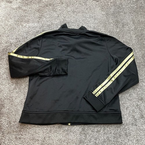 Atheltech Track Jacket Womens Large Black Full Zip Golden Yellow Striped Pocket - Picture 9 of 9