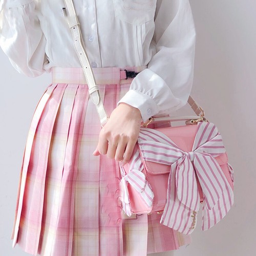 Japanese Faux Leather Handbag Sweet Lolita Party Bow Satchel School Shoulder Bag - Picture 7 of 8