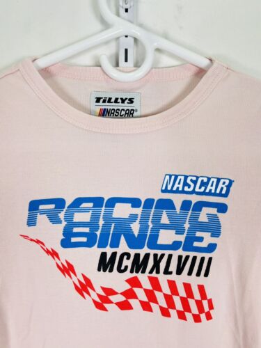 Camiseta Top Mujer NASCAR Rosa Recortada XS Manga Larga Nueva Sin Etiquetas - Imagen 2 de 9