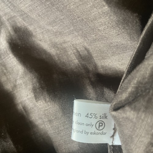 Eskandar Long Linen Silk Coat Jacket Duster Dress Black Kimono Button Lagenlook - Picture 8 of 10