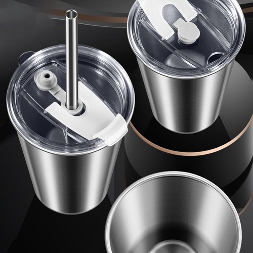 Leak proof Stainless Steel Travel Cup with Lid and Straw 400ml Capacity - Picture 3 of 24